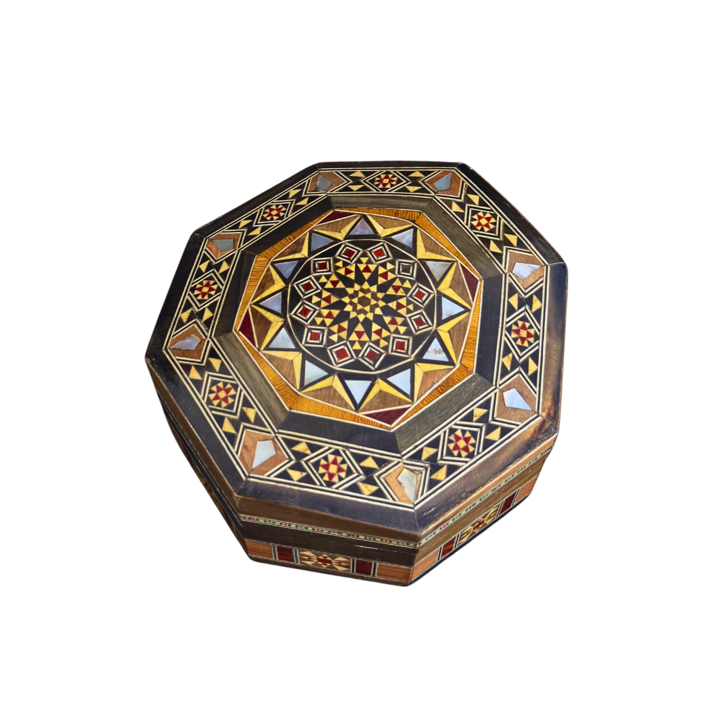Elegant Damascene Mosaic Box – Mother of Pearl & Velvet