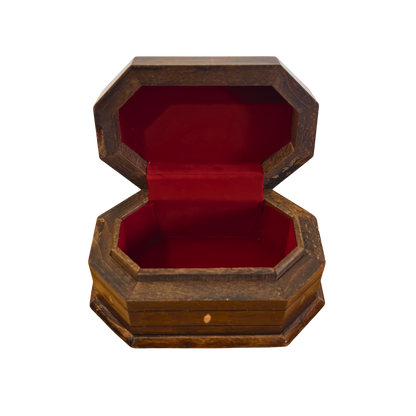 Handgeschnitzte Buchenholzbox mit Perlmuttintarsien – Elegante Walnussoptik