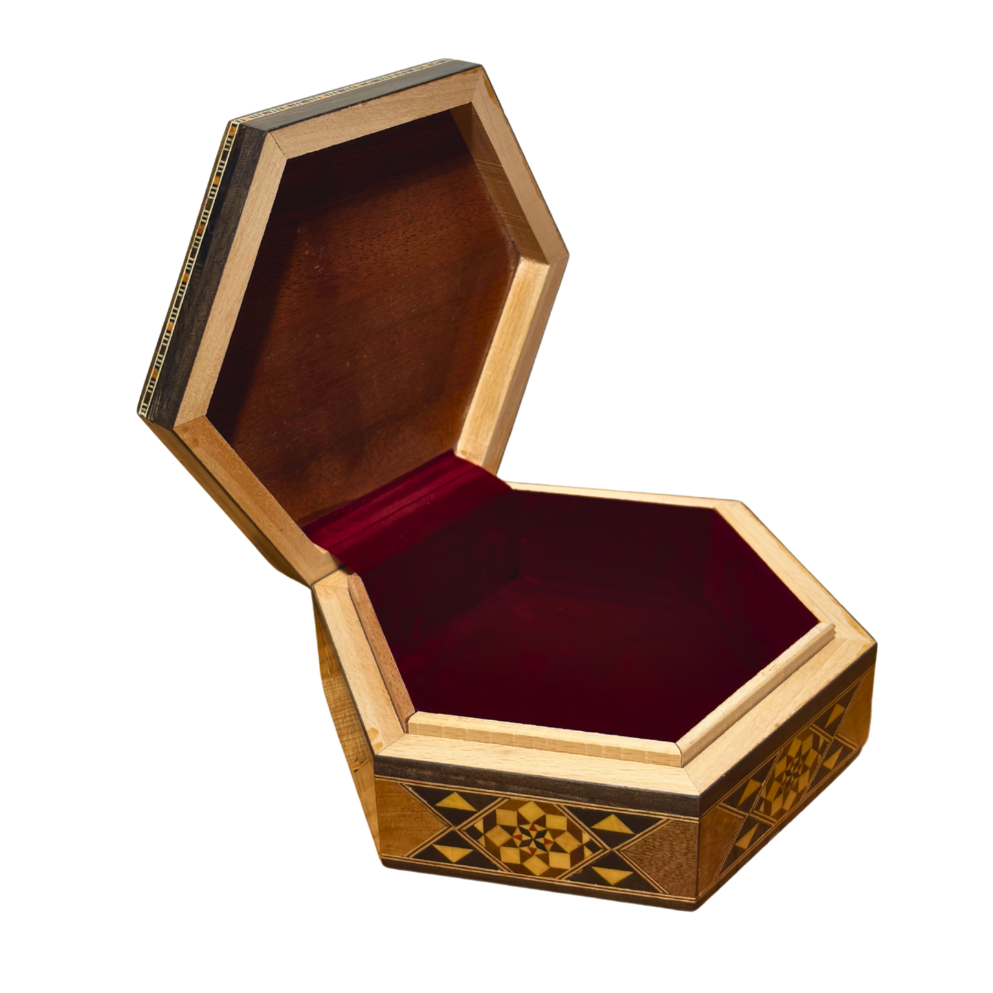 Handcrafted Damascene Mosaic Box – Mother of Pearl & Velvet Elegance