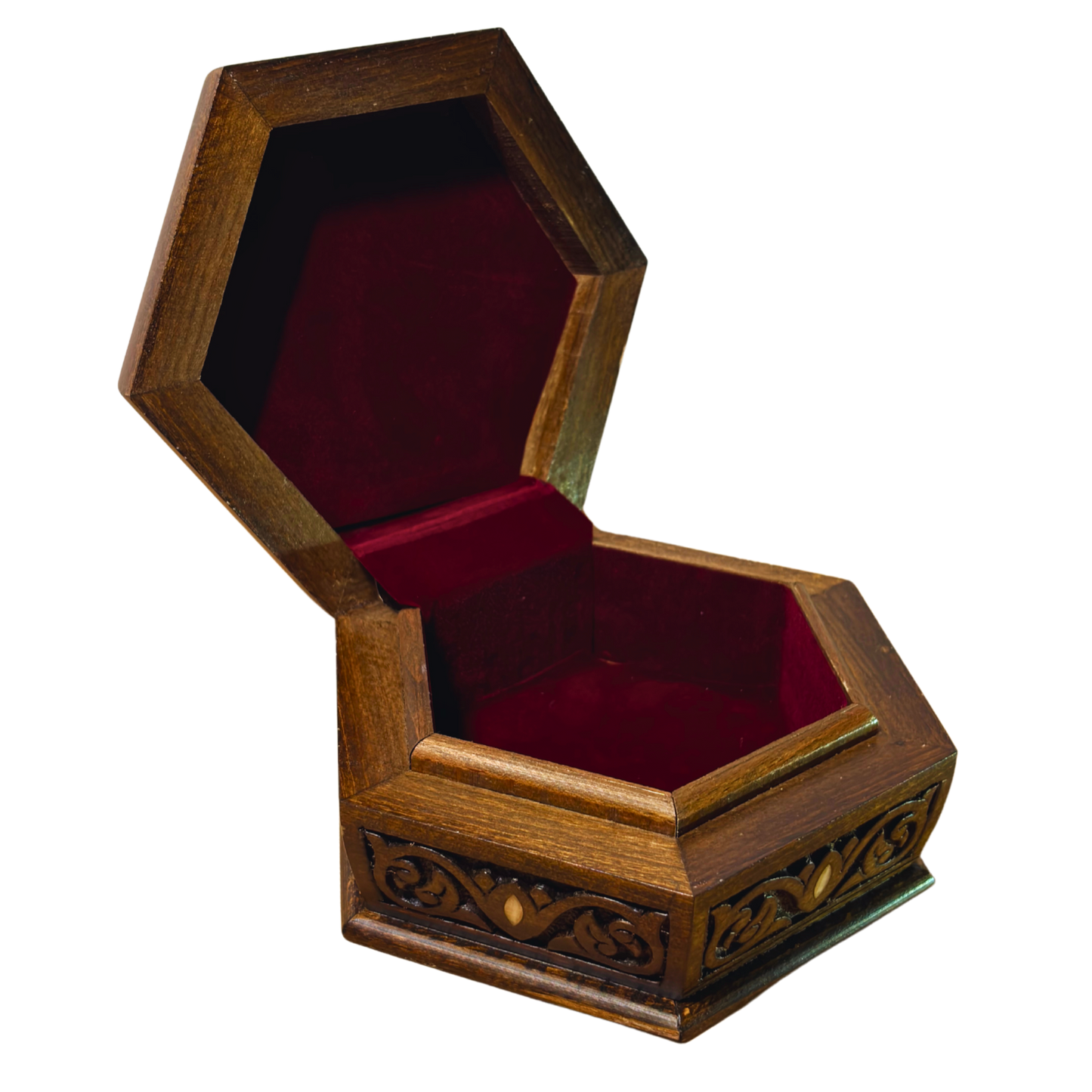 Luksusowa Ręcznie Rzeźbiona Szkatułka z Damaszku – Masa Perłowa & Aksamit