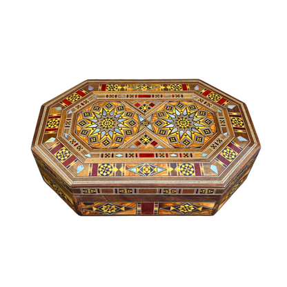 Handgefertigte Mosaik-Schatulle aus Damaskus – Perlmutt & Samt