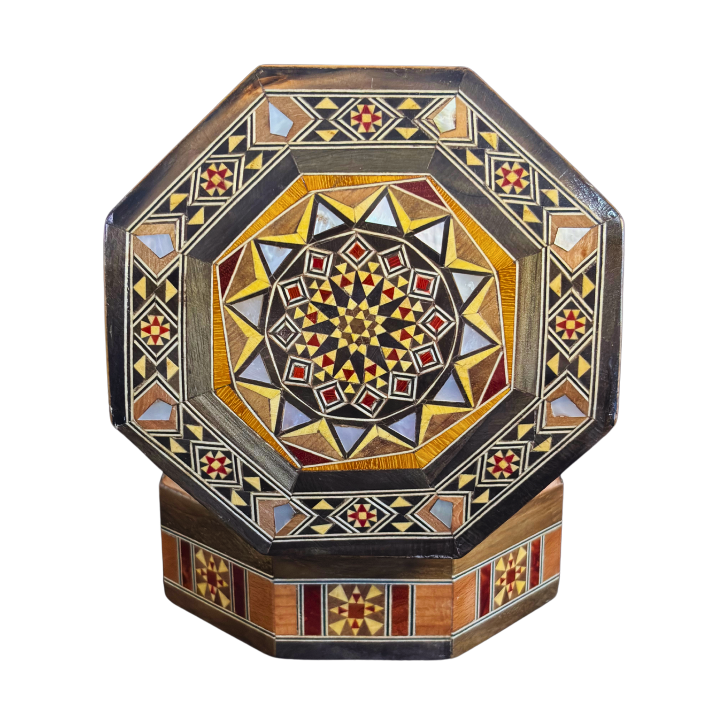 Elegant Damascene Mosaic Box – Mother of Pearl & Velvet