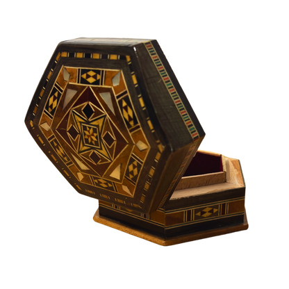 Handcrafted Mosaic Box – Traditional Damascus Art & Velvet Interior