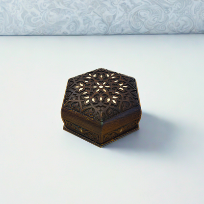 Luksusowa Ręcznie Rzeźbiona Szkatułka z Damaszku – Masa Perłowa & Aksamit