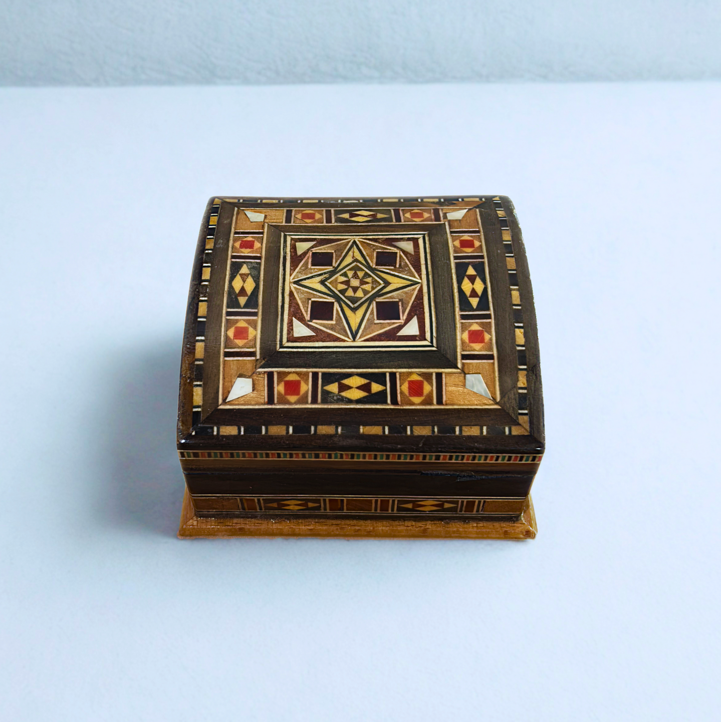 Handcrafted Mosaic Box – Traditional Damascus Art & Velvet Interior