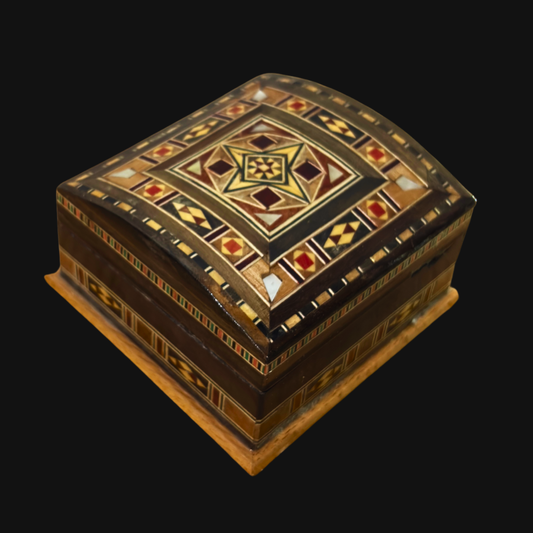 Caja de Mosaico Artesanal de Damasco – Arte Tradicional y Interior de Terciopelo