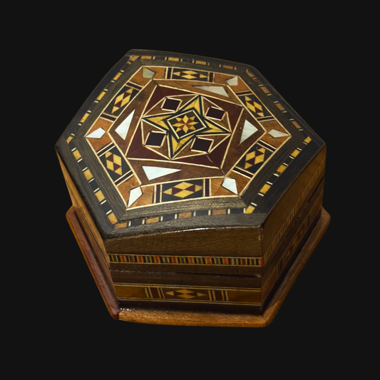 Caja de Mosaico Artesanal de Damasco – Arte Tradicional y Terciopelo