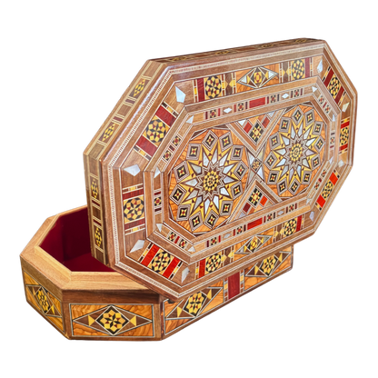Handgefertigte Mosaik-Schatulle aus Damaskus – Perlmutt & Samt