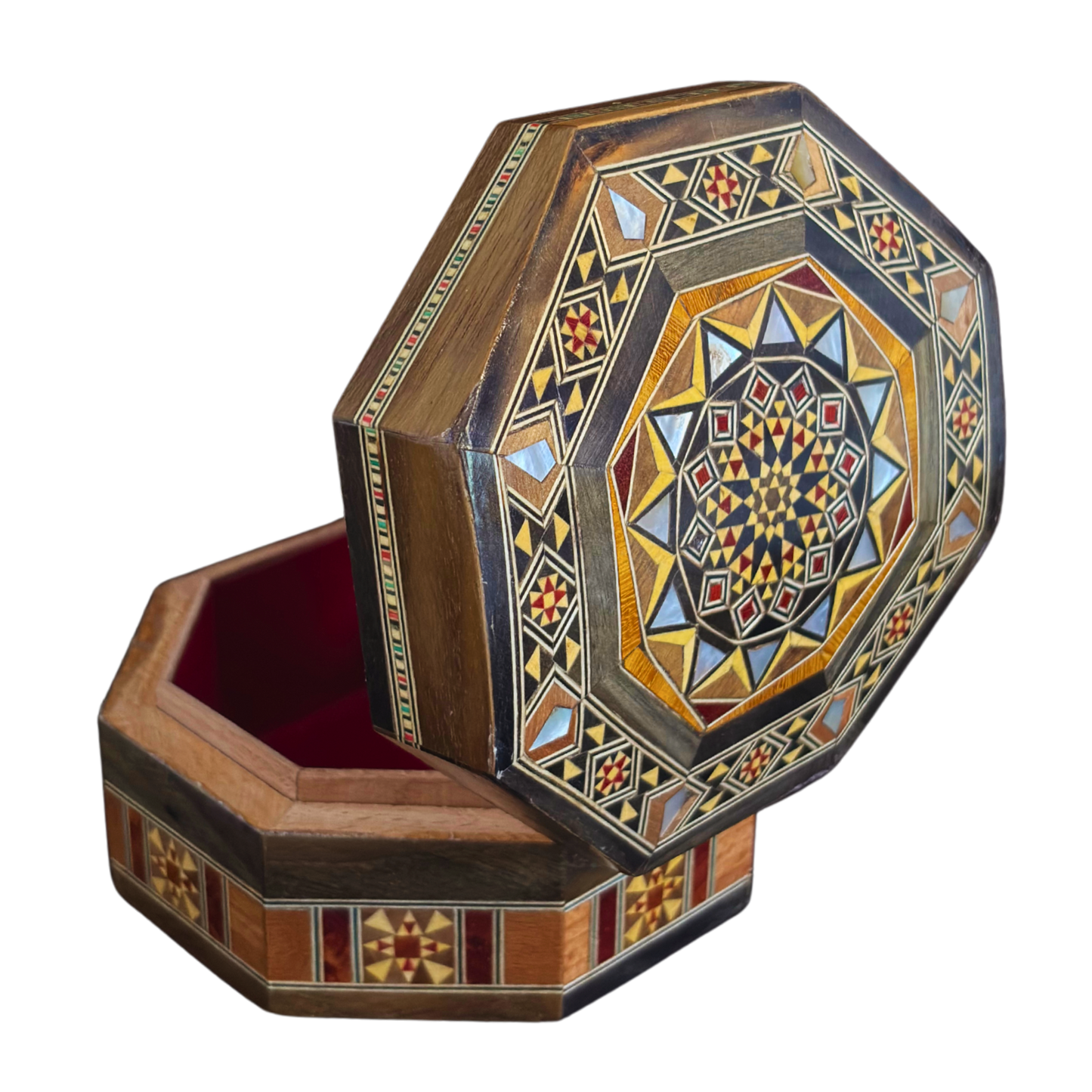 Elegant Damascene Mosaic Box – Mother of Pearl & Velvet