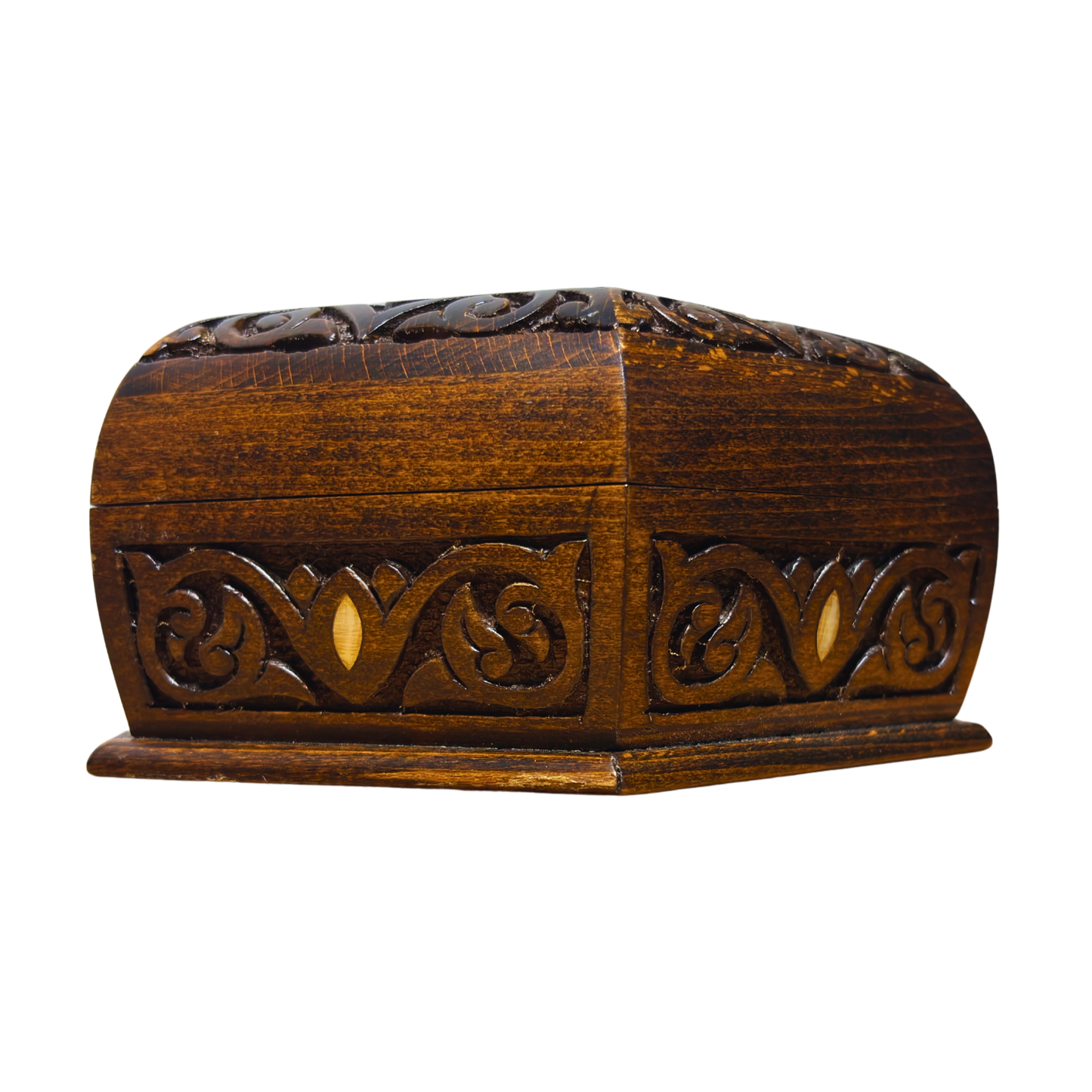 Luksusowa Ręcznie Rzeźbiona Szkatułka z Damaszku – Masa Perłowa & Aksamit