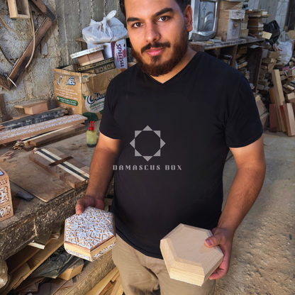 Caixa de Joias Damasquina – Feita à Mão com Madrepérola em Tom Terracota