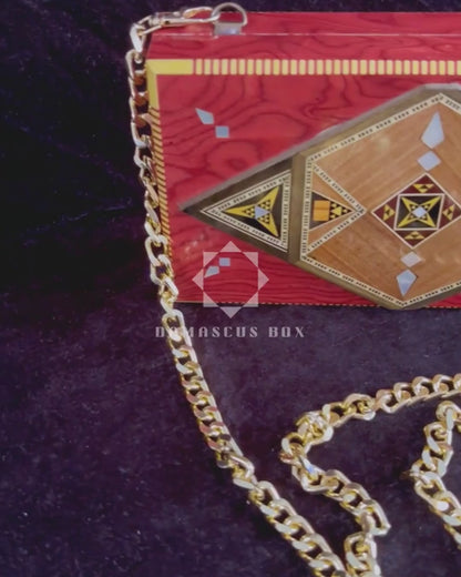 Luxury Damascene Mosaic Clutch with Mother of Pearl & Brocade Interior